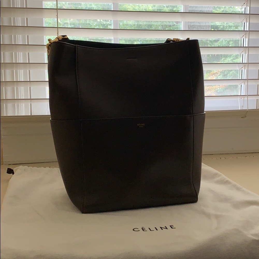 Celine Sangle Bucket Bag in Wood color